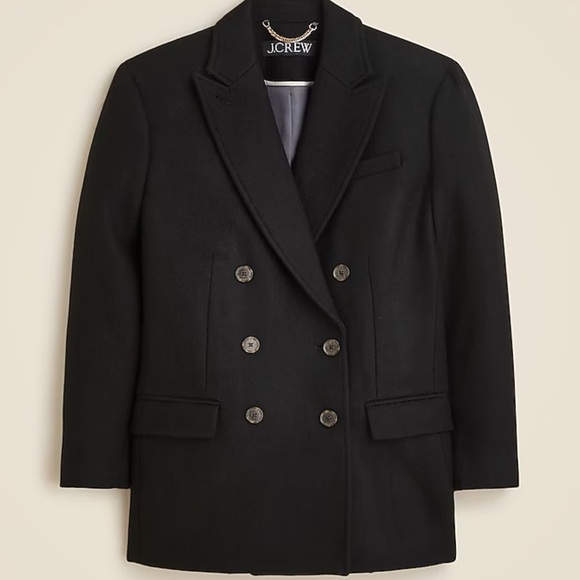 J. Crew Tailored Peacoat Italian Wool-Blend Melton Black - Picture 1 of 8